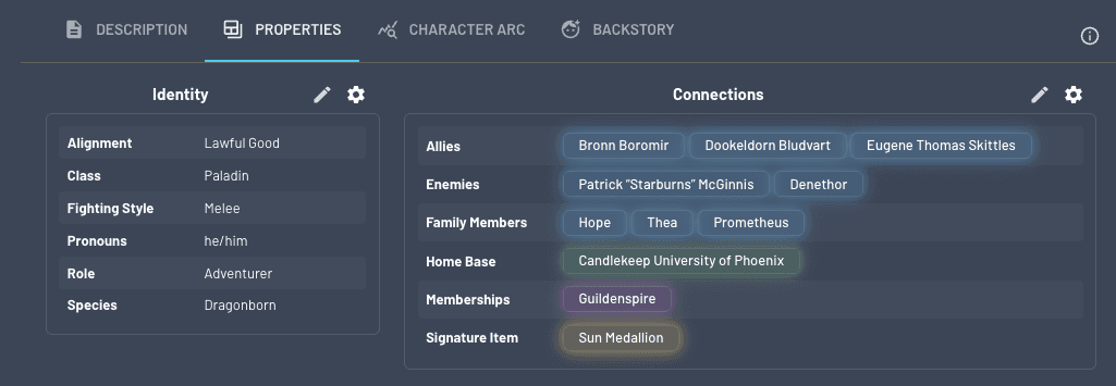 Property Tables interface showing structured metadata and AI refresh functionality